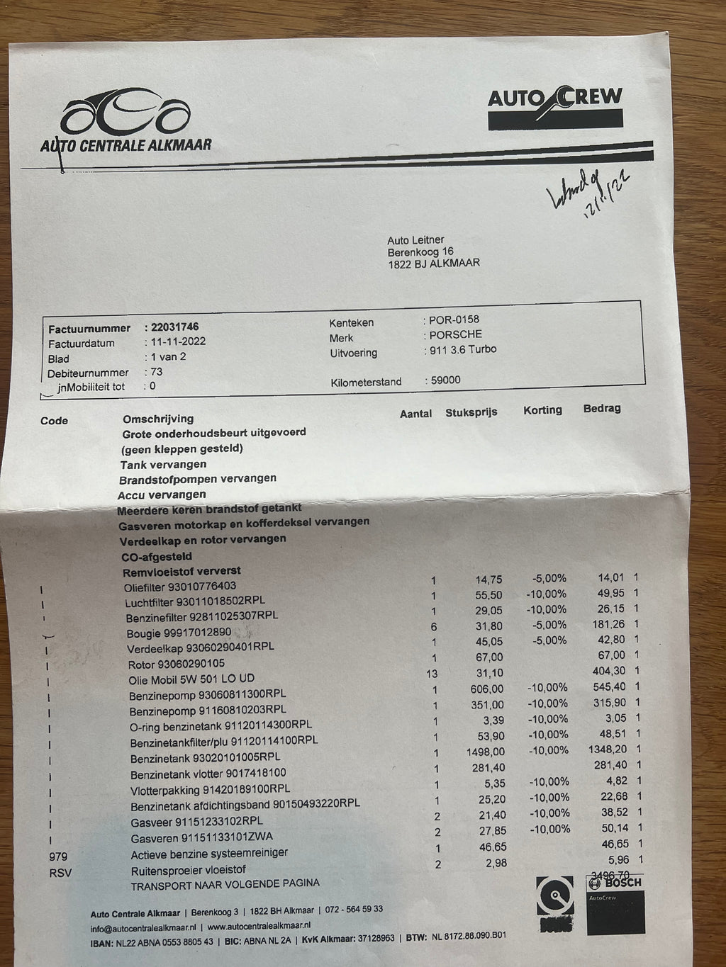 PORSCHE 911 TURBO VERKOCHT