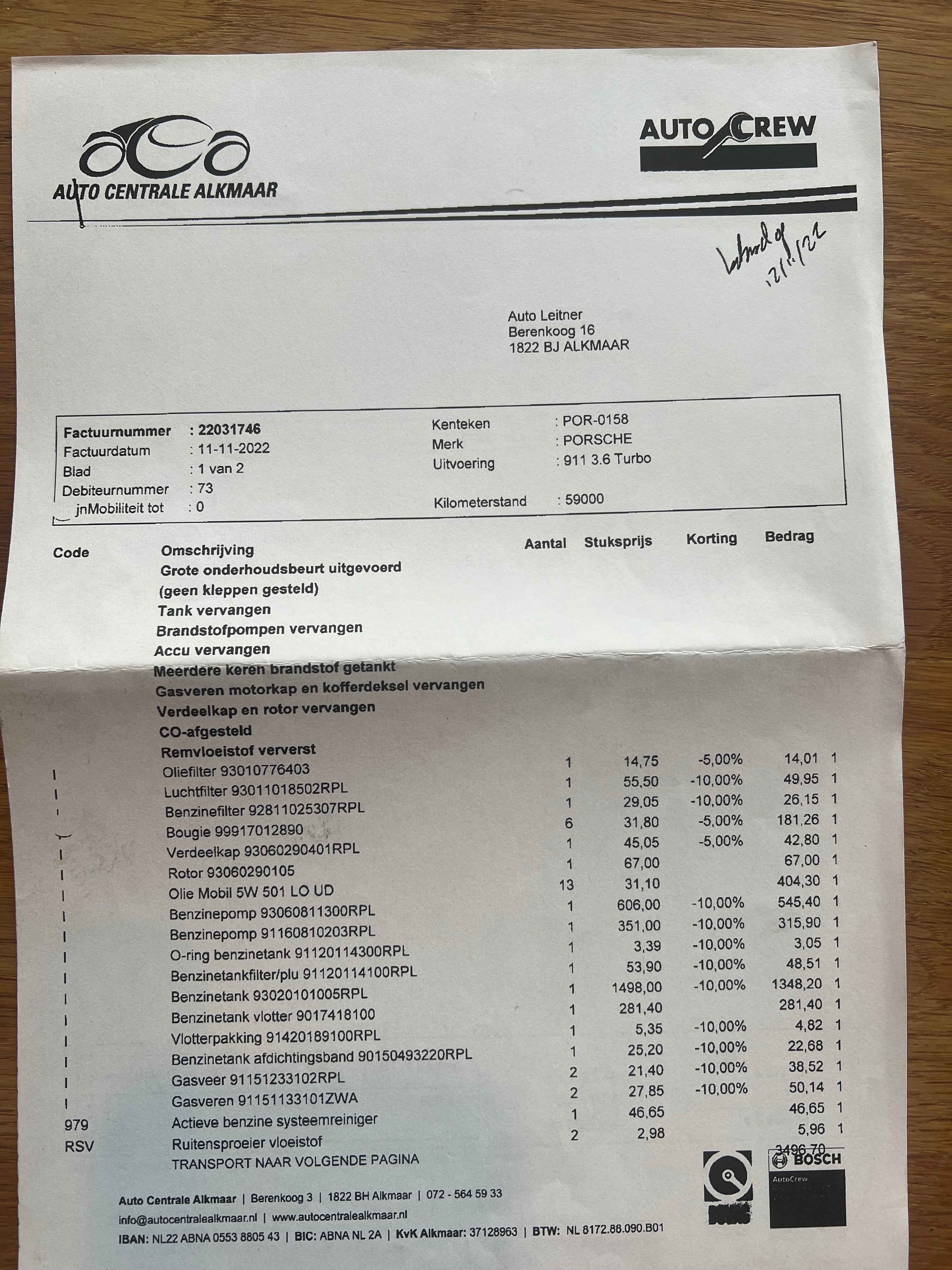 PORSCHE 911 TURBO VERKOCHT