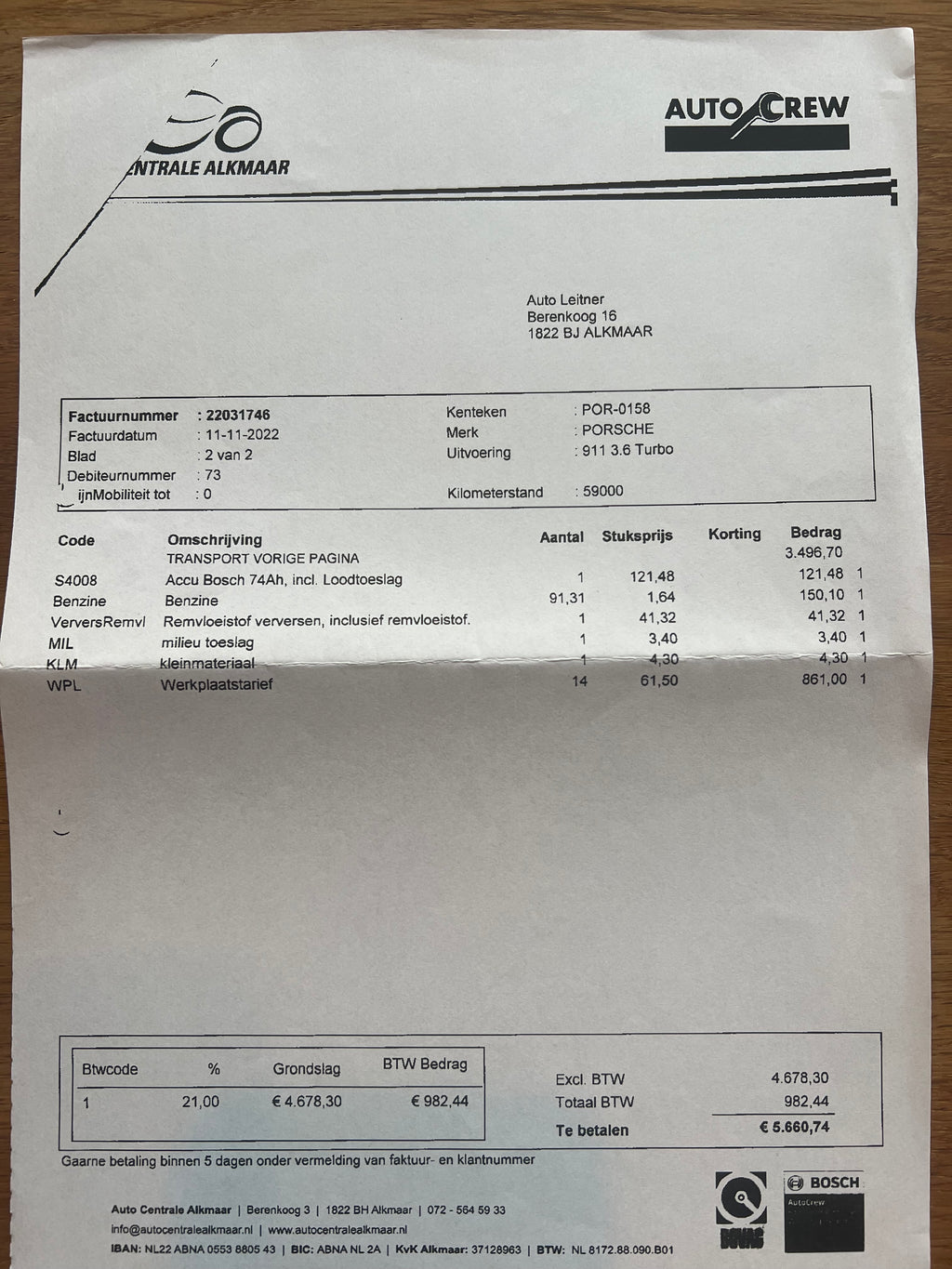 PORSCHE 911 TURBO VERKOCHT